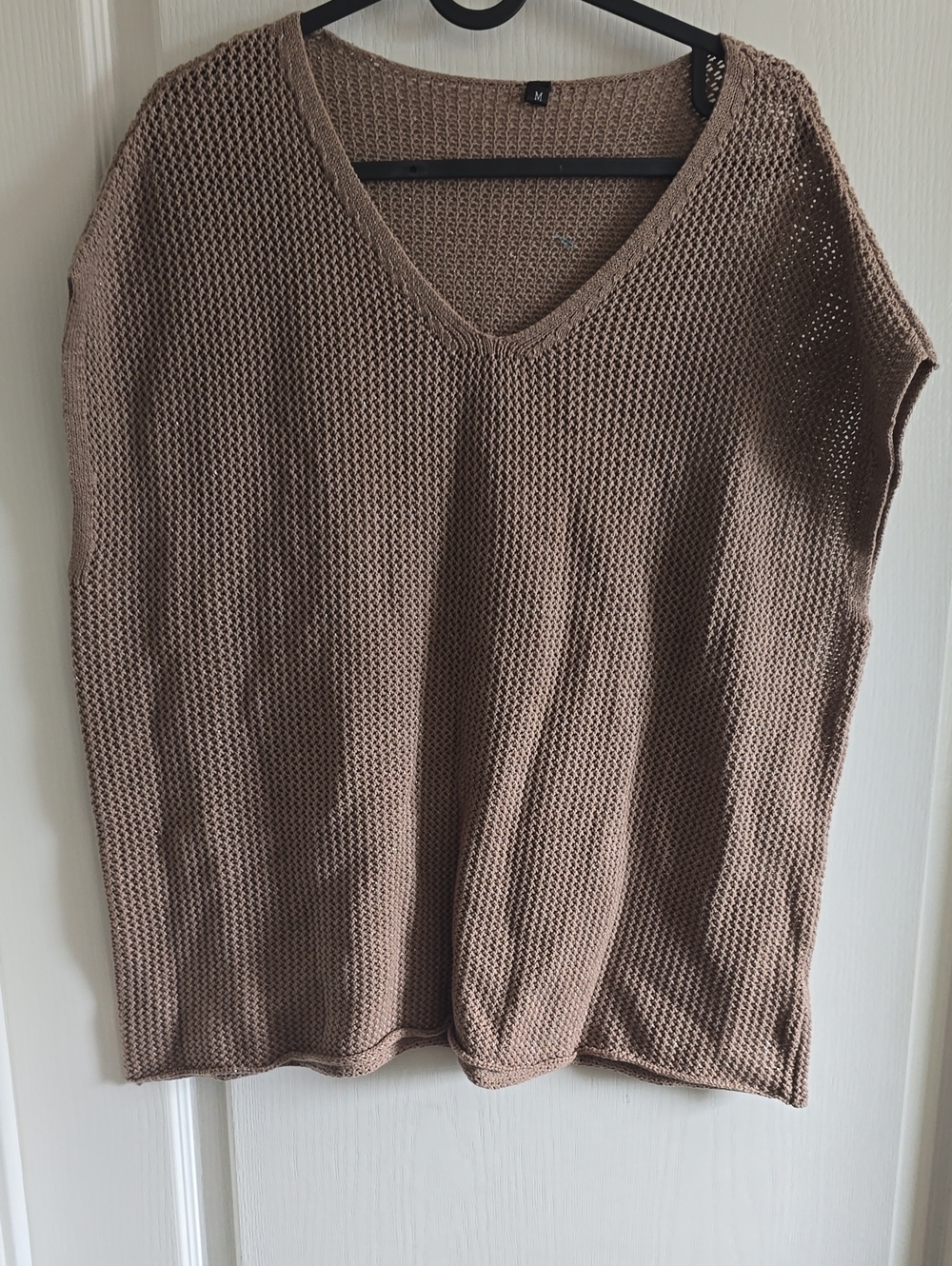 V-Neck Lightweight Knit Sweater in Taupe